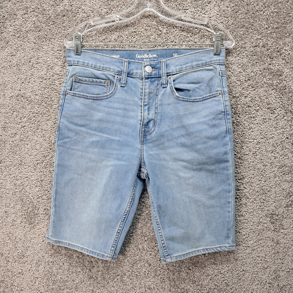 Goodfellow & Co Mens Light Wash Slim Fit TruTemp 365 Denim Jean Shorts 30